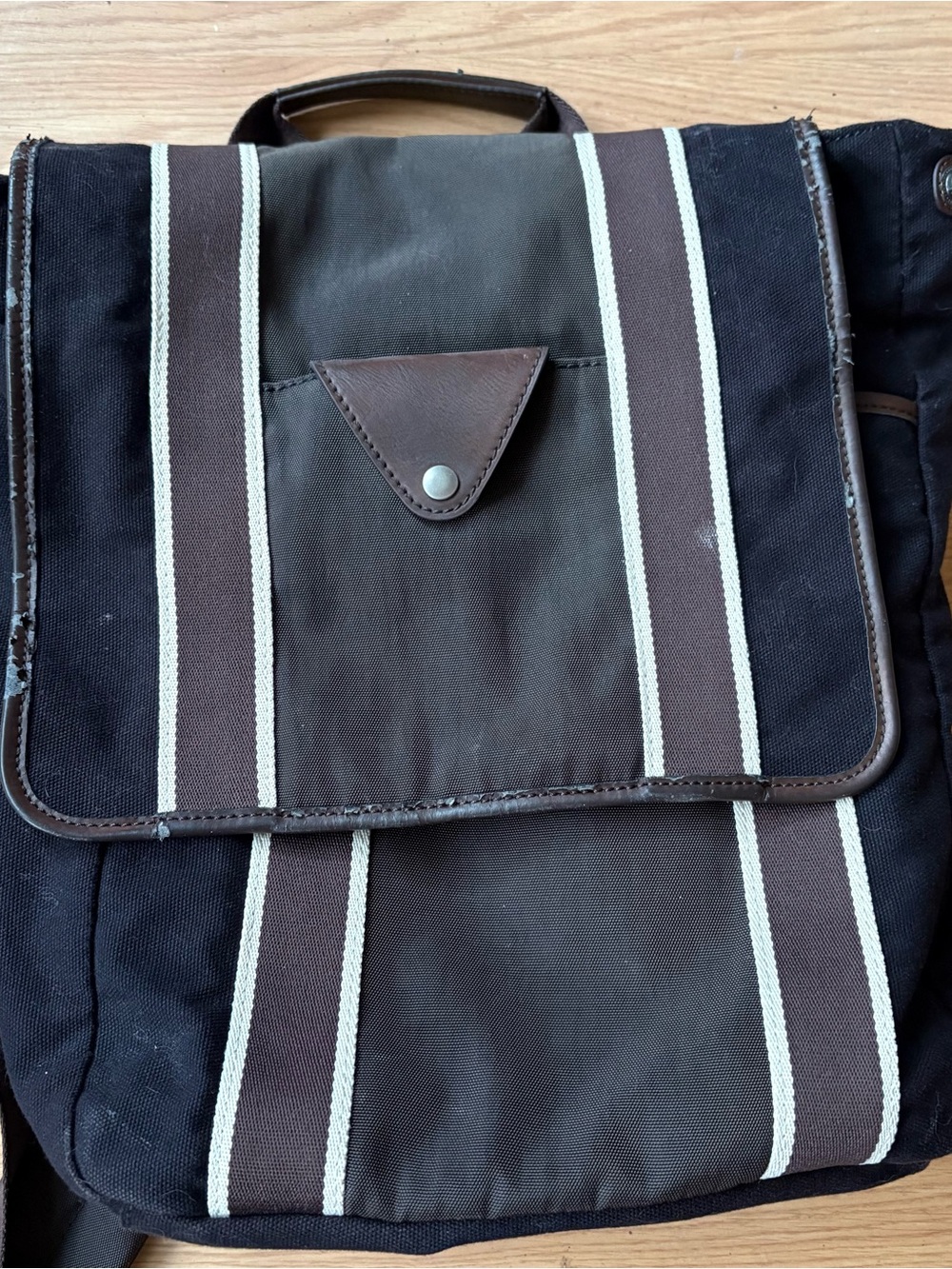 Fossil Canvas Stripe Men’s Backpack Black Brown messenger